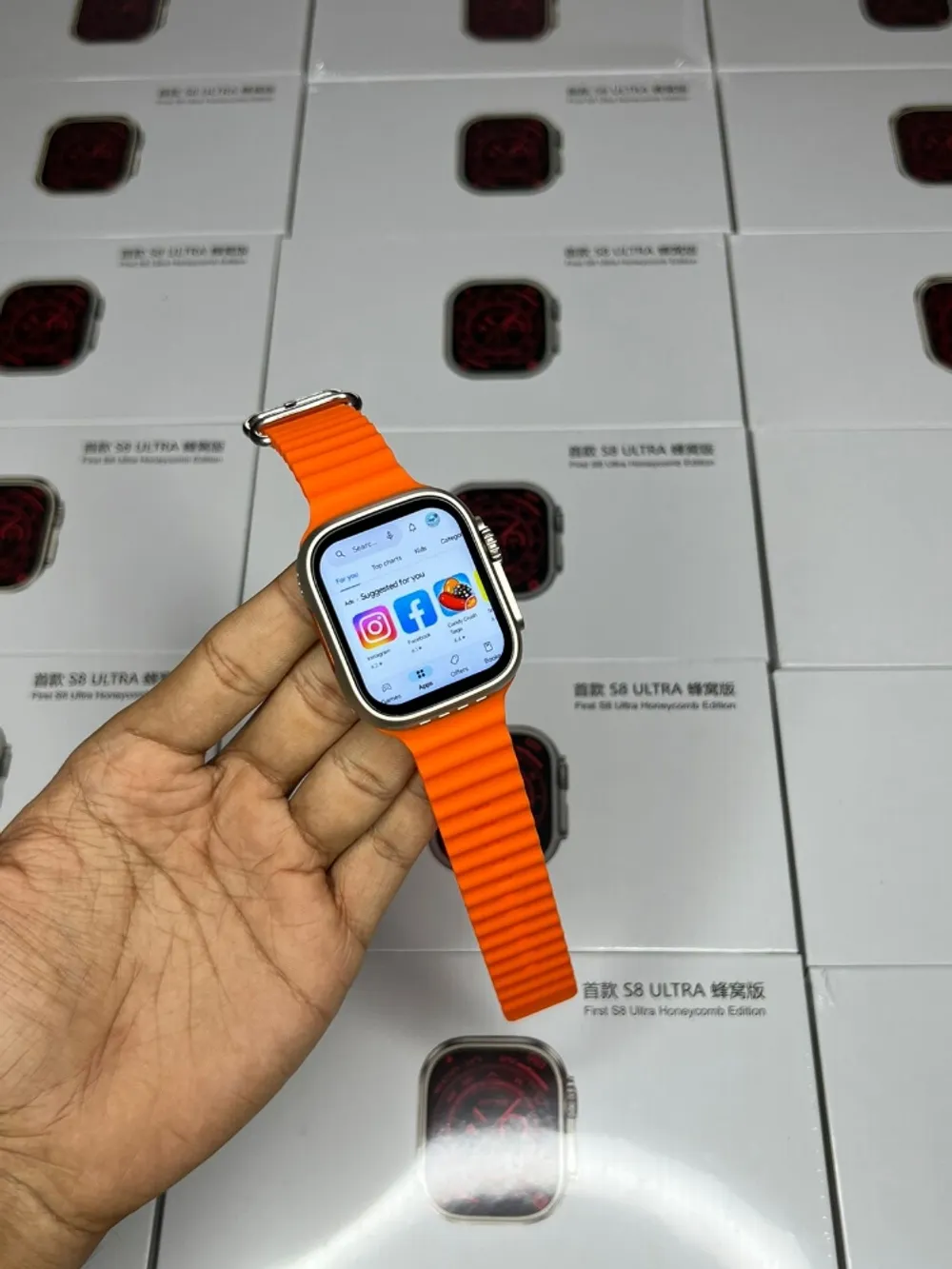 IWatch Ultra Masterc.opy with 4g sim working slot smartwatch whatsapp + insta + YouTube all working with Orange Alpine Loop (49mm Retina LTPO OLED Display) 4Gb/32Gb